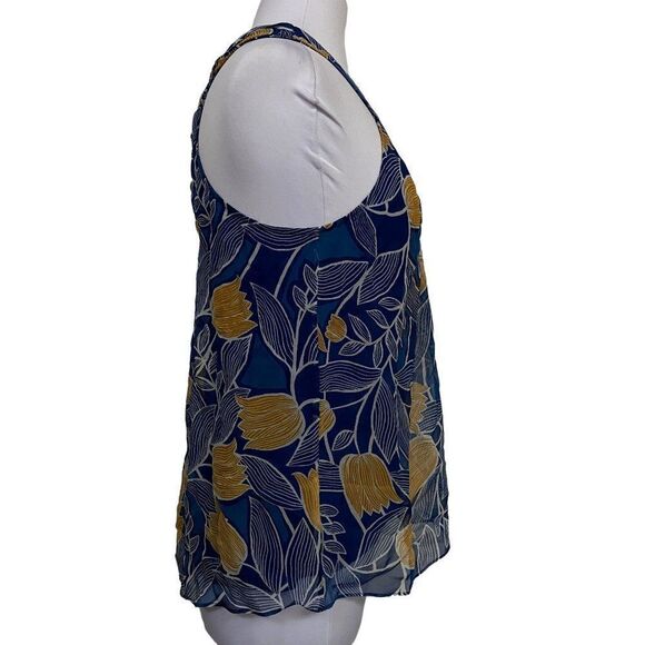 Ella Moss Azul Tulip 100% Silk Racerback Blouse Pullover Lined Top Sz S NEW - Picture 3 of 6